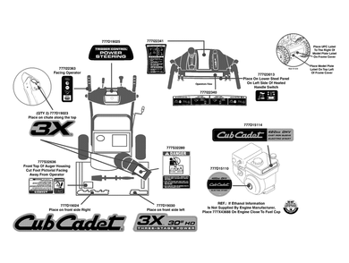 Label Map 3x 30hd Diagram and Parts List for 3X30-INCHHD31AH57SZ (31AH57SZ710)(2013) Cub Cadet Snow Blower